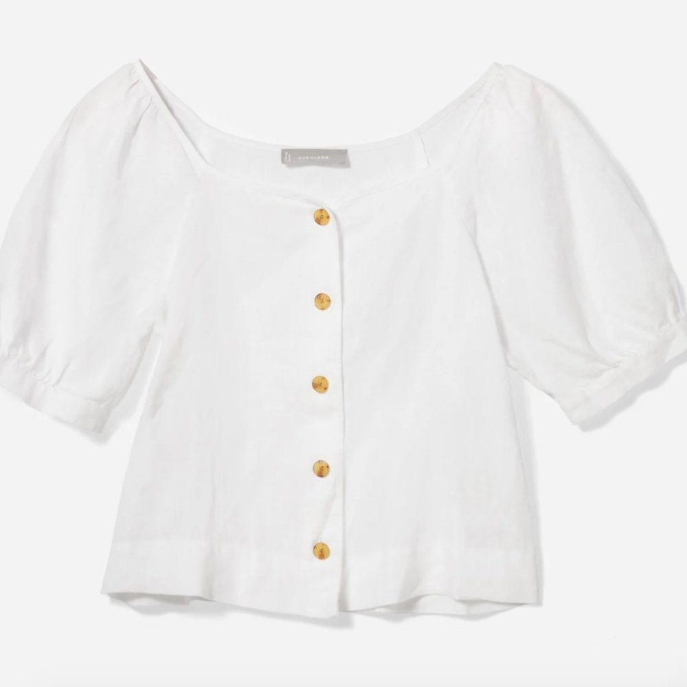 Everlane Linen Puff-Sleeve Top